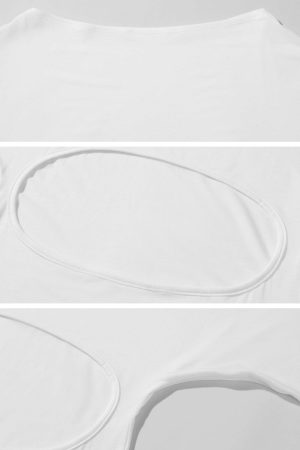 ROVENTE One Shoulder Cut-Out Top Long Sleeve Slim Fit Minimalist Tee