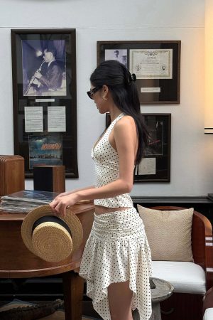 ROVENTE Polka Dot Halter Top & Skirt Set