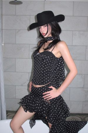 ROVENTE Ruffled Polka Dot Skirt