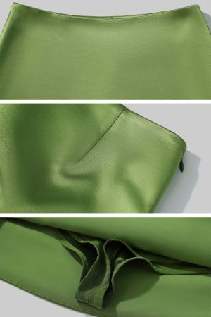 ROVENTE Satin Mesh-Drape Halter Top & Micro Mini Skirt Set