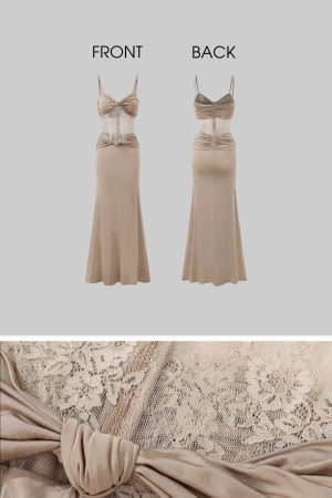 ROVENTE Sculpted Lace-Panel Maxi Dress