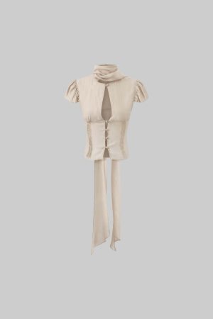 ROVENTE Sculpted Tie-Neck Corset Top