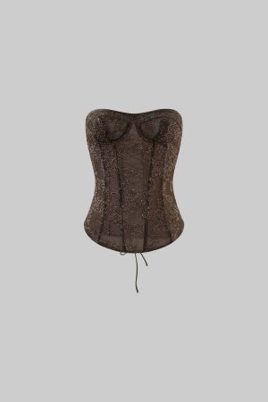 ROVENTE Strapless Lace Corset Top