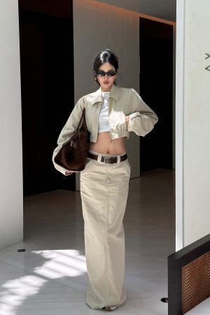 ROVENTE Structured High-Waist Column Maxi Skirt