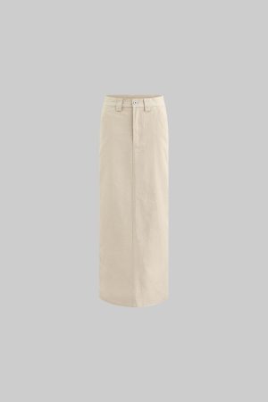 ROVENTE Structured High-Waist Column Maxi Skirt