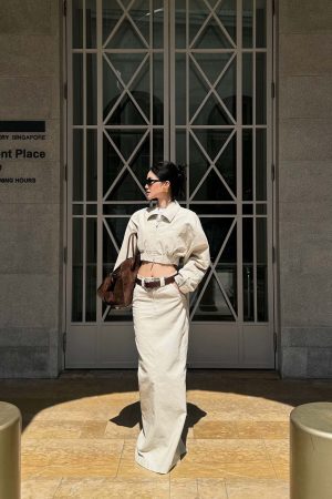 ROVENTE Structured High-Waist Column Maxi Skirt