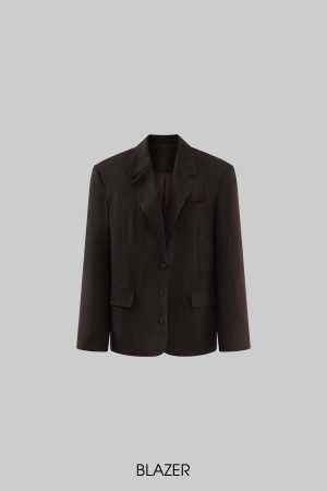 ROVENTE Tailored Pinstripe Suit Set with Blazer Corset and Wide Leg Pants