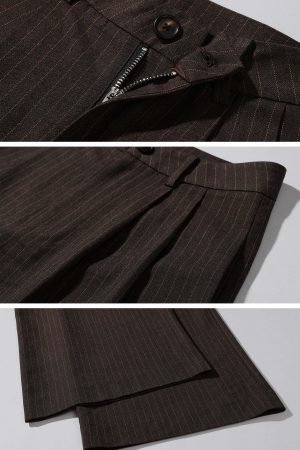 ROVENTE Tailored Pinstripe Suit Set with Blazer Corset and Wide Leg Pants