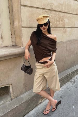 ROVENTE Wide Leg Bermuda Shorts High Waist Minimalist Summer Essential
