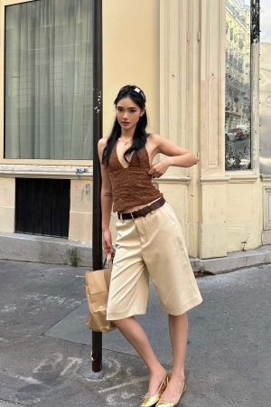 ROVENTE Wide Leg Bermuda Shorts High Waist Minimalist Summer Essential