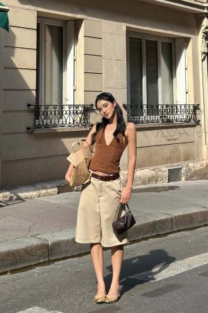 ROVENTE Wide Leg Bermuda Shorts High Waist Minimalist Summer Essential