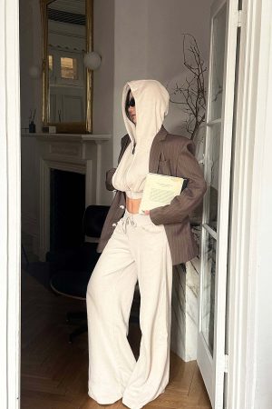 ROVENTE Wide-Leg Drawstring Sweatpants
