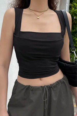 Ruched Square Neck Tank Top