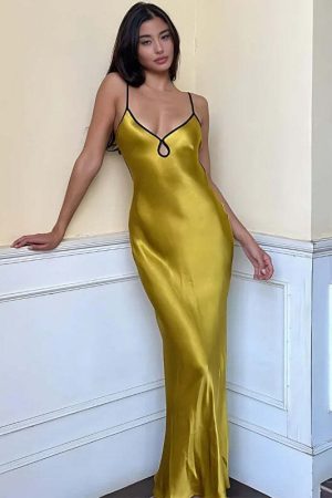 Satin Backless Maxi Dress