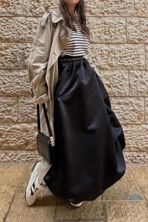 Satin Bubble Midi Skirt