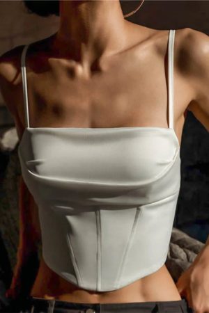 Satin Lace Up Corset Top