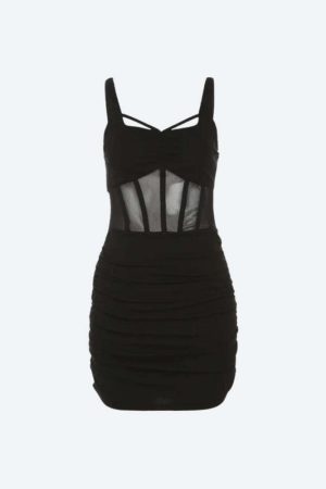 Sheer Bodice Mini Dress