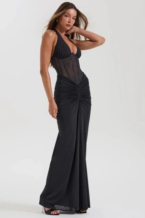 Sheer Halter Maxi Dress