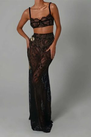 Sheer Lace Two Pieces Set