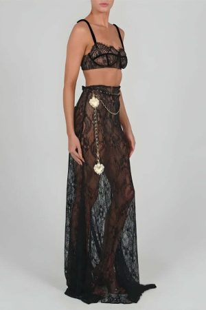 Sheer Lace Two Pieces Set