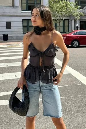 Sheer Open Front Top