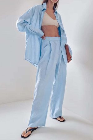 Shirt & Pants Blue Two Piece Set