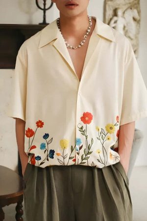 Short Sleeve Flowers Shirt