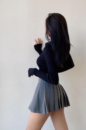 Side Slit College Mini Skirt