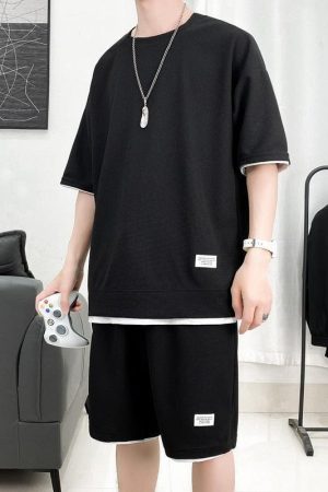 Soft Boy Sweatshirt & Sweatshorts Two Piece Set