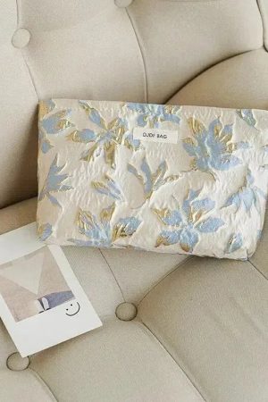 Soft Girl Gold Flower Makeup Bag