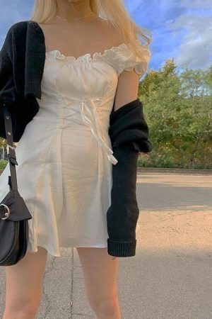 Soft Girl Lace Up Mini Dress