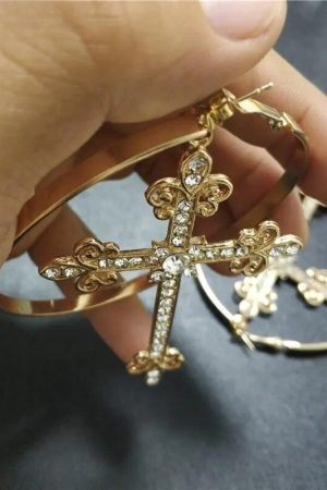 Sparkle Cross Hoop Earrings