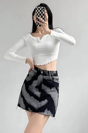 Spray Paint Distressed Mini Skirt
