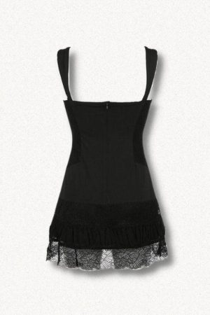 Square Neck Lace Mini Dress