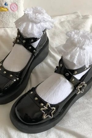 Star Buckled Platform Mary Jane Shoes