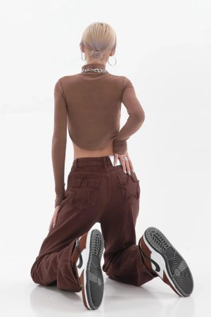 Star Pockets Wide Leg Jeans