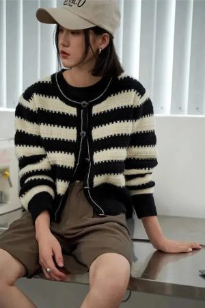 Striped Button Up Cardigan