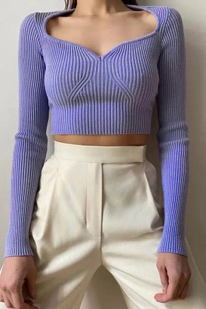 Sweetheart Neckline Corduroy Crop Top