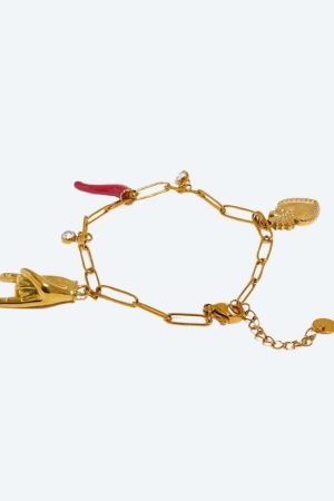 Three Charms Necklace & Bracelet Set