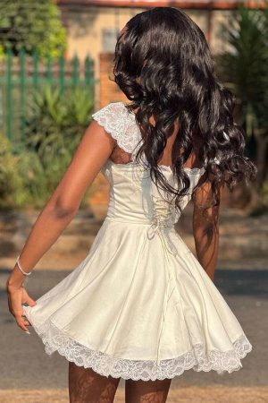 Tie-Back Lace Mini Dress
