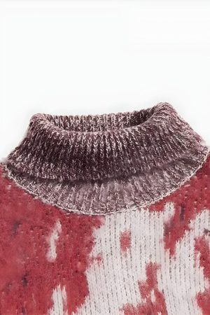 Tie Dye Turtle Neck Knitted Sweater
