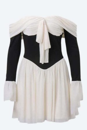 Tie Front Off Shoulder Corset Mini Dress