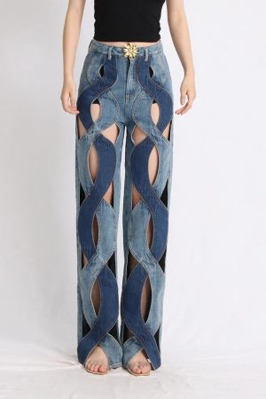 Two Different Denim Cut Out Jeans