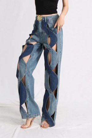 Two Different Denim Cut Out Jeans