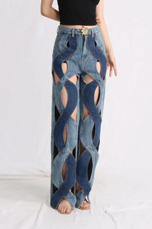 Two Different Denim Cut Out Jeans