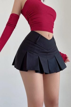 V-Shaped College Mini Skirt