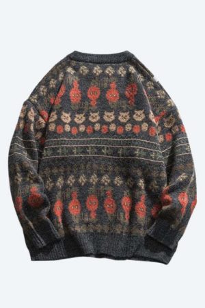 Vintage Animal Figures Knitted Sweater