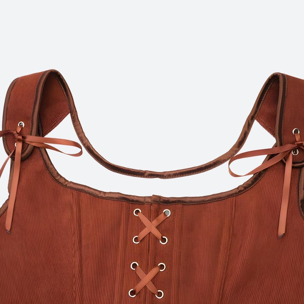 Vintage Corduroy Lace Up Corset Top