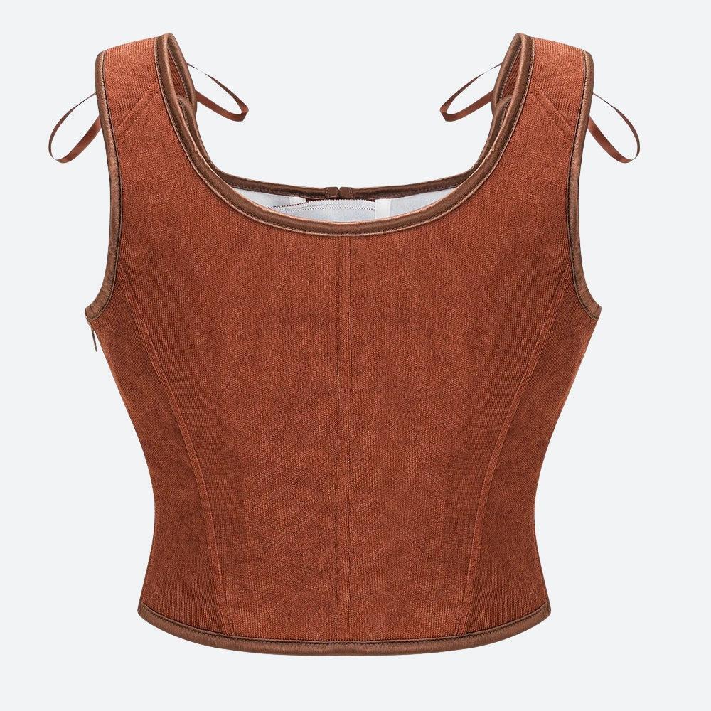 Vintage Corduroy Lace Up Corset Top