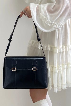 Vintage Faux Leather Messenger Bag